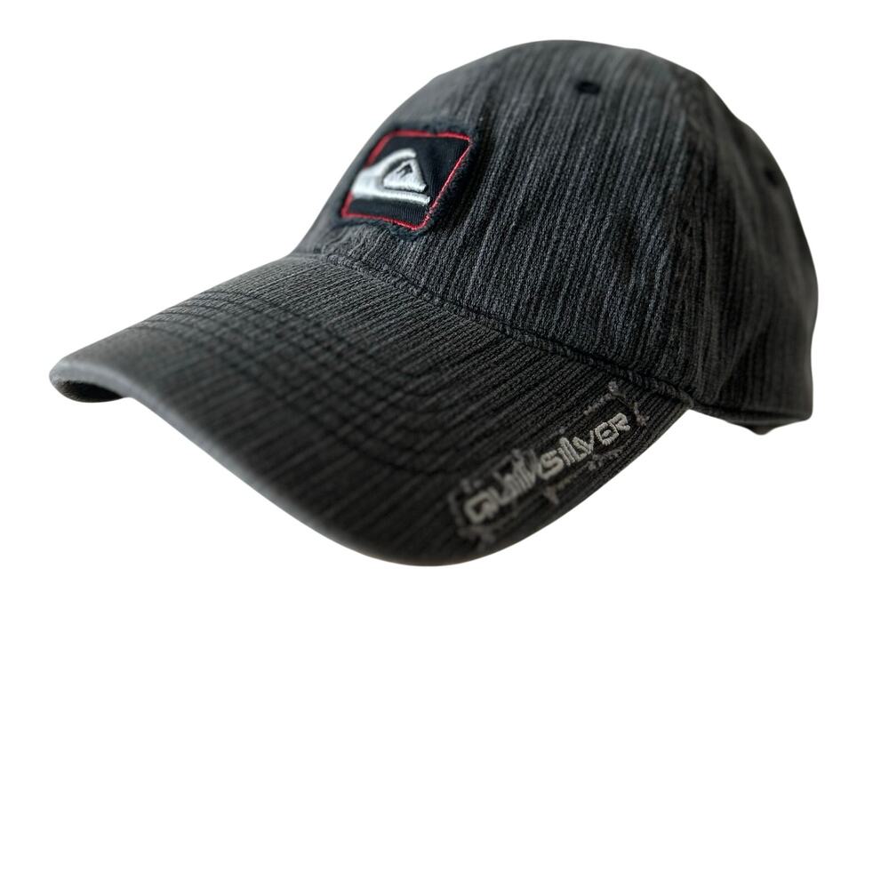 Quiksilver Black Gray Textured Snapback Hat OSFM Surf Skate Cap